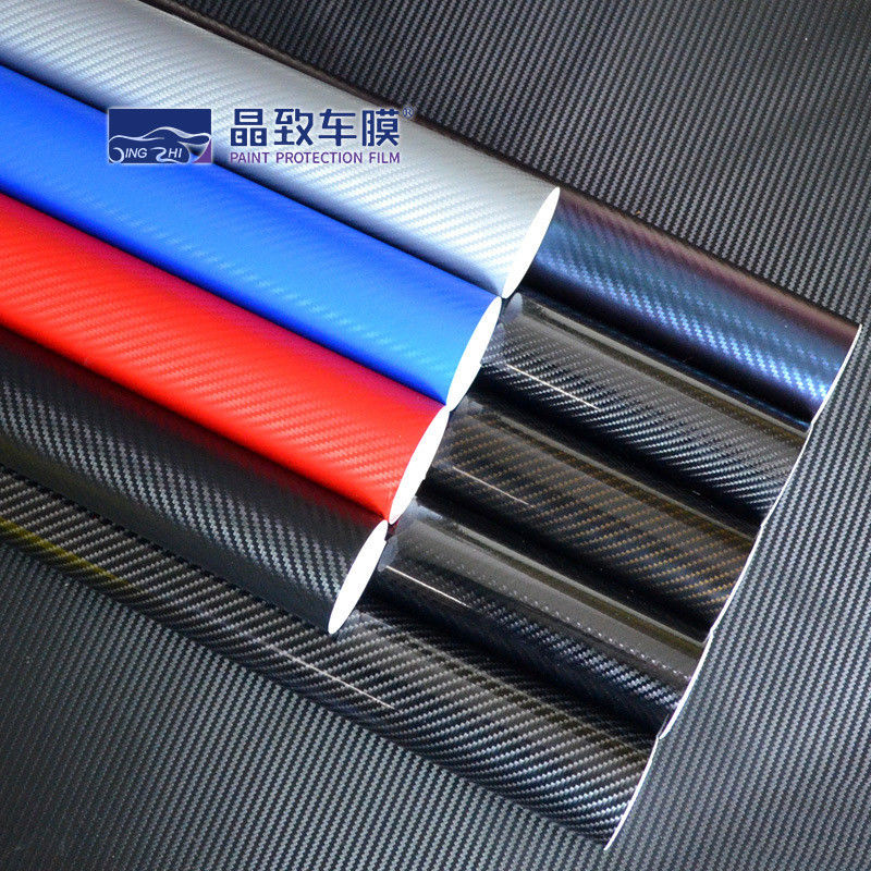1.52x30M ฟิล์มไวนิล PET 3D คาร์บอนไฟเบอร์สีน้ำเงินเข้มยืดได้