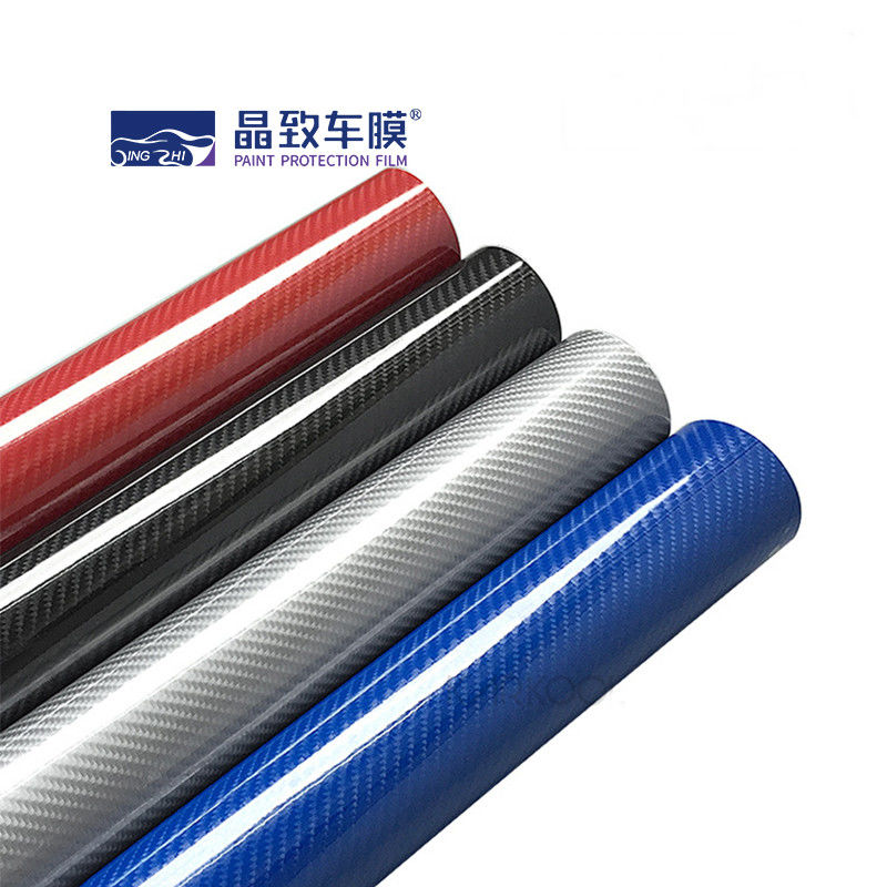 1.52x30M ฟิล์มไวนิล PET 3D คาร์บอนไฟเบอร์สีน้ำเงินเข้มยืดได้