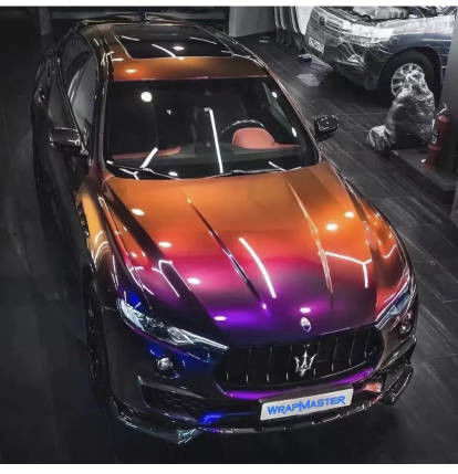 สินค้าขายดี Super Glossy Stretch Car Wrap Vinyl Film Metallic Diamond Deep Space Chameleon Body Car Sticker