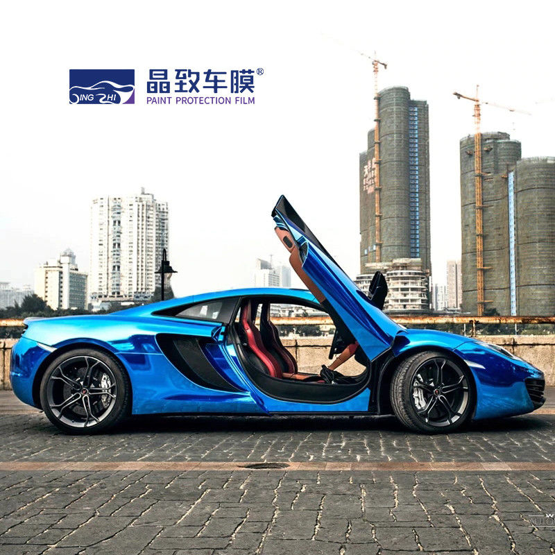ผลิตภัณฑ์ดูแลรักษารถยนต์ Derek Blue ยืดได้ Chrome Vinyl Wrap เป็นฟิล์มกระจก 1.52 * 18m - โรงงานโดยตรง