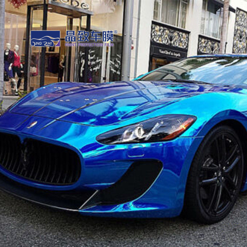 ผลิตภัณฑ์ดูแลรักษารถยนต์ Derek Blue ยืดได้ Chrome Vinyl Wrap เป็นฟิล์มกระจก 1.52 * 18m - โรงงานโดยตรง