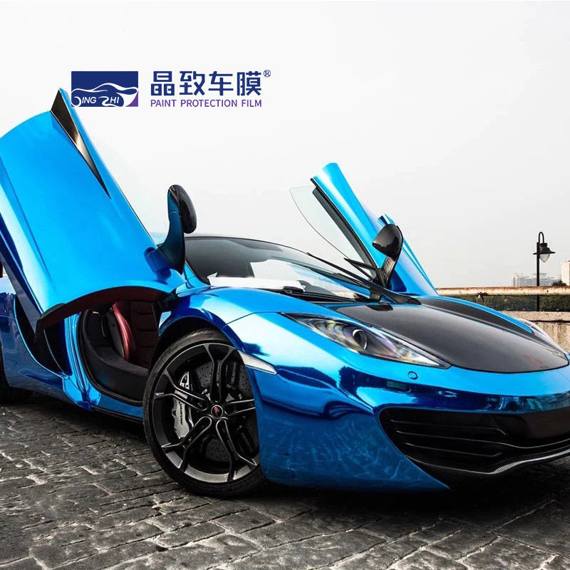 ผลิตภัณฑ์ดูแลรักษารถยนต์ Derek Blue ยืดได้ Chrome Vinyl Wrap เป็นฟิล์มกระจก 1.52 * 18m - โรงงานโดยตรง